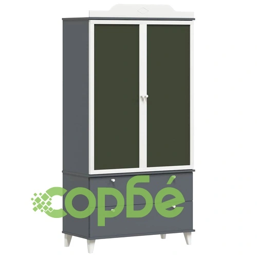 Гардероб с дъска за записки 90x45x180 см сиво и бяло инженерно дърво ➤ топ цена ➤ sorbe.bg