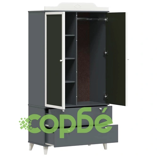 Гардероб с дъска за записки 90x45x180 см сиво и бяло инженерно дърво ➤ топ цена ➤ sorbe.bg