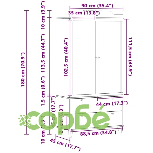 Гардероб с дъска за записки 90x45x180 см сиво и бяло инженерно дърво ➤ топ цена ➤ sorbe.bg