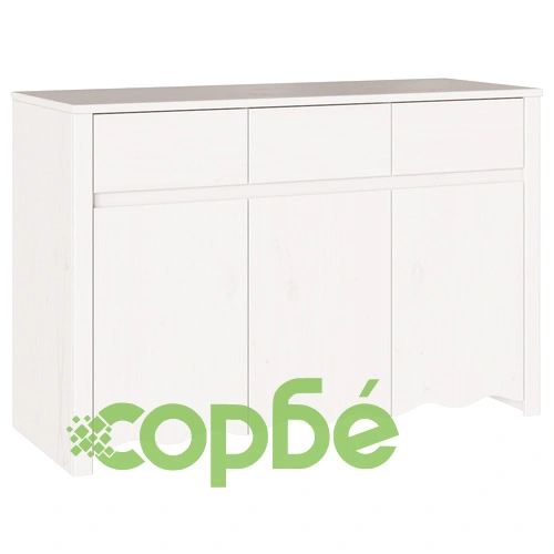 Страничен шкаф ДРАММЕН от масивна борова дървесина, бял, 114x43x75,5 см ➤ топ цена ➤ sorbe.bg