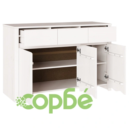 Страничен шкаф ДРАММЕН от масивна борова дървесина, бял, 114x43x75,5 см ➤ топ цена ➤ sorbe.bg