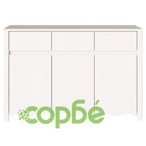 Страничен шкаф ДРАММЕН от масивна борова дървесина, бял, 114x43x75,5 см ➤ топ цена ➤ sorbe.bg