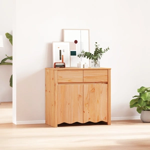 Страничен шкаф ДРАММЕН 79x43x75,5 см от масивна дървесина бор с 2 врати и 2 чекмеджета