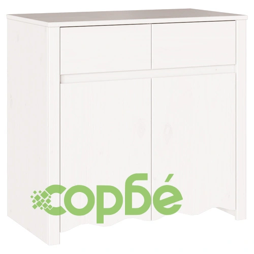 Шкаф DRAMMEN от масивна борова дървесина, бял, 79x43x75,5 см ➤ топ цена ➤ sorbe.bg