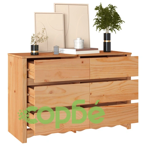 Комод ДРАММЕН 111x43x73,5 см от Масивна Борова Дървесина в Бежов Цвят ➤ топ цена ➤ sorbe.bg