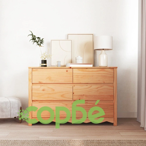 Комод ДРАММЕН 111x43x73,5 см от Масивна Борова Дървесина в Бежов Цвят ➤ топ цена ➤ sorbe.bg