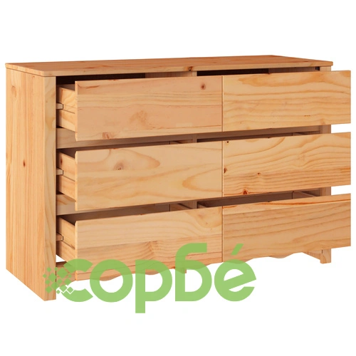 Комод ДРАММЕН 111x43x73,5 см от Масивна Борова Дървесина в Бежов Цвят ➤ топ цена ➤ sorbe.bg