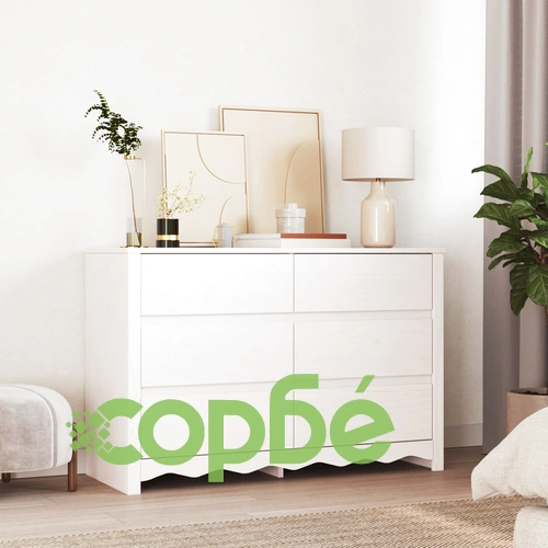 Шкаф за дрехи ДРАММЕН от масивен бор - бял цвят, 111x43x73,5 см ➤ топ цена ➤ sorbe.bg