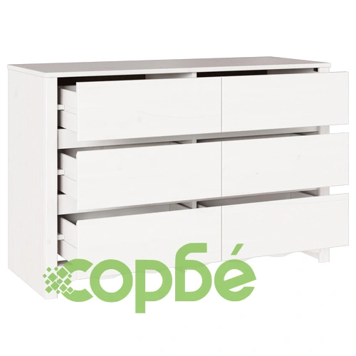 Шкаф за дрехи ДРАММЕН от масивен бор - бял цвят, 111x43x73,5 см ➤ топ цена ➤ sorbe.bg