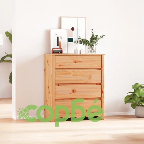 Шкафче за прибори ДРАММЕН 76,5x40x91 см от масивно борово дърво ➤ топ цена ➤ sorbe.bg