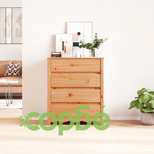 Шкафче за прибори ДРАММЕН 76,5x40x91 см от масивно борово дърво ➤ топ цена ➤ sorbe.bg