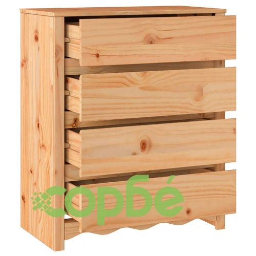 Шкафче за прибори ДРАММЕН 76,5x40x91 см от масивно борово дърво ➤ топ цена ➤ sorbe.bg