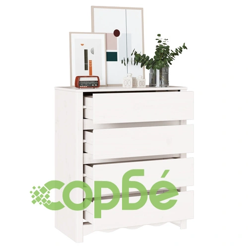 Комод ДРАММЕН Бял 76,5x40x91 см от Масивна Борова Дървесина ➤ топ цена ➤ sorbe.bg