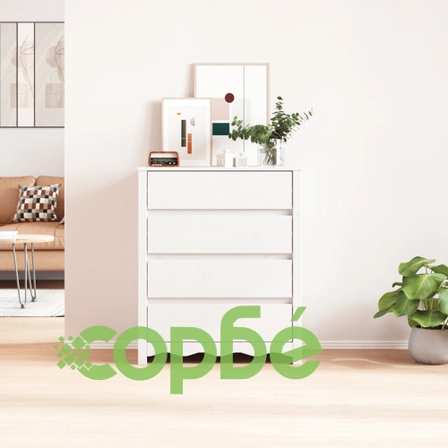Комод ДРАММЕН Бял 76,5x40x91 см от Масивна Борова Дървесина ➤ топ цена ➤ sorbe.bg