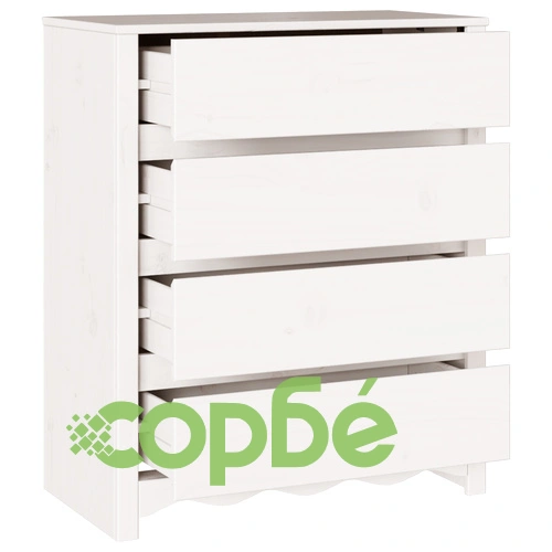 Комод ДРАММЕН Бял 76,5x40x91 см от Масивна Борова Дървесина ➤ топ цена ➤ sorbe.bg