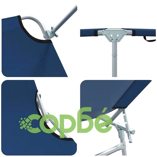 Комплект сгъваеми шезлонги 2 броя с тента сини 58x188x77см текстил Oxford ➤ топ цена ➤ sorbe.bg