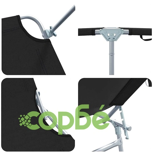 Комплект сгъваеми шезлонги 2 бр с козирка черни 58x188x77 см Oxford текстил ➤ топ цена ➤ sorbe.bg