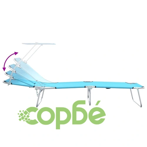 Комплект сгъваеми шезлонги 2 броя син цвят 58 x 188 x 77 см текстил ➤ топ цена ➤ sorbe.bg