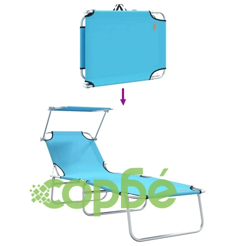 Комплект сгъваеми шезлонги 2 броя син цвят 58 x 188 x 77 см текстил ➤ топ цена ➤ sorbe.bg