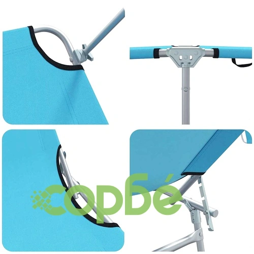 Комплект сгъваеми шезлонги 2 броя син цвят 58 x 188 x 77 см текстил ➤ топ цена ➤ sorbe.bg