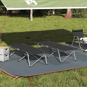 Сгъваеми къмпинг легла 2 броя с чанта за пренасяне - черни 600D Oxford тъкан 194x64x42 см