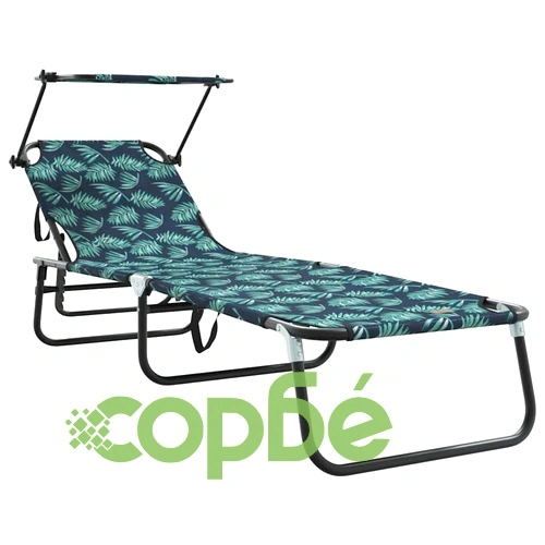 Сгъваем шезлонг с възглавница и листен принт 56x190x81см полиестер ➤ топ цена ➤ sorbe.bg