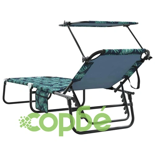 Сгъваем шезлонг с възглавница и листен принт 56x190x81см полиестер ➤ топ цена ➤ sorbe.bg