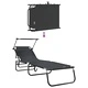 Комплект 2 броя сгъваеми шезлонга с тента черни 56x190x81см 600D Oxford текстил