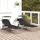 Комплект 2 броя сгъваеми шезлонга с тента черни 56x190x81см 600D Oxford текстил