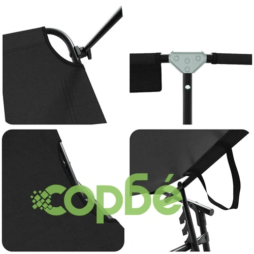 Комплект 2 броя сгъваеми шезлонга с тента черни 56x190x81см 600D Oxford текстил ➤ топ цена ➤ sorbe.bg