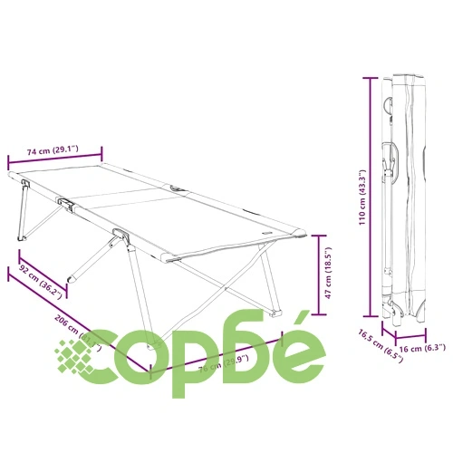 Сгъваеми къмпинг легла 2 бр. черни 206x73x45 см оксфордска тъкан ➤ топ цена ➤ sorbe.bg