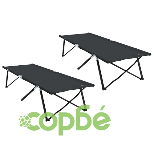 Сгъваеми къмпинг легла 2 бр. черни 206x73x45 см оксфордска тъкан ➤ топ цена ➤ sorbe.bg