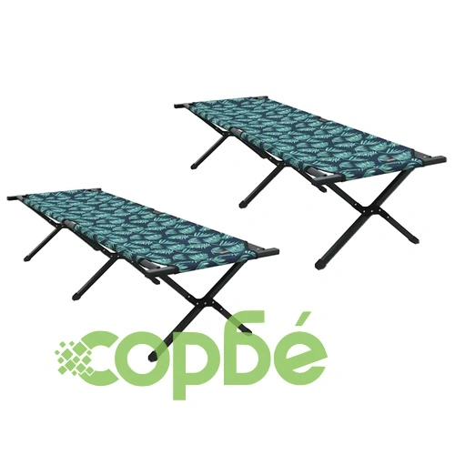Сгъваеми къмпинг легла 2 бр. с чанта за пренасяне - листен десен 600D оксфордска тъкан ➤ топ цена ➤ sorbe.bg