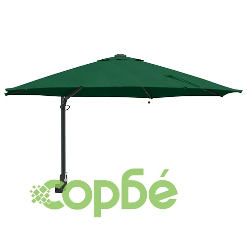 Стенен градински парасол с LED осветление зелен 248 x 248 x 148 см ➤ топ цена ➤ sorbe.bg