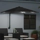 Градински чадър с LED осветление 248 x 248 x 148 см, Полиестер и стомана, Черен