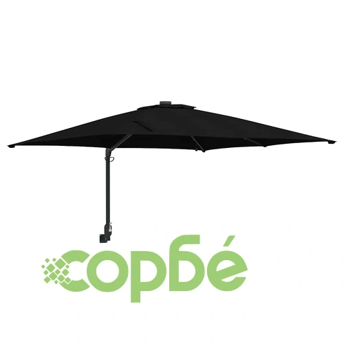 Градински парасол с LED осветление черен 248.5 x 247.5 x 160 см текстил ➤ топ цена ➤ sorbe.bg