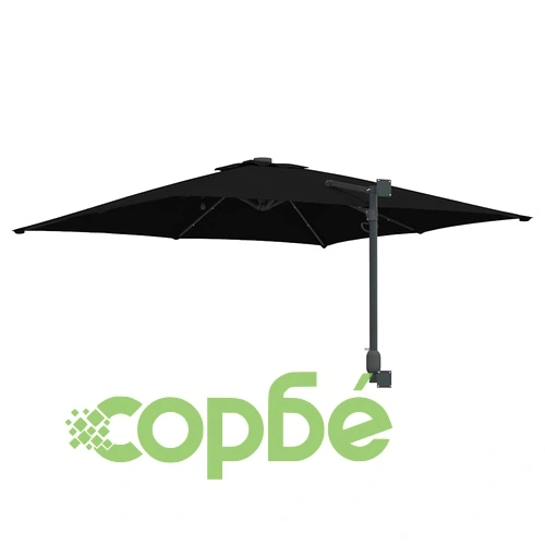Градински парасол с LED осветление черен 248.5 x 247.5 x 160 см текстил ➤ топ цена ➤ sorbe.bg
