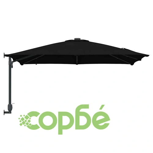 Градински парасол с LED осветление черен 248.5 x 247.5 x 160 см текстил ➤ топ цена ➤ sorbe.bg