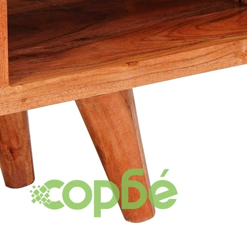 ТВ шкаф с гравирани врати от масивно акациево дърво 110x30x40 см ➤ топ цена ➤ sorbe.bg