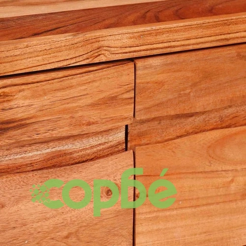 ТВ шкаф с гравирани врати от масивно акациево дърво 110x30x40 см ➤ топ цена ➤ sorbe.bg