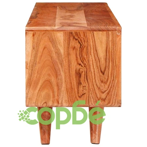 ТВ шкаф с гравирани врати от масивно акациево дърво 110x30x40 см ➤ топ цена ➤ sorbe.bg