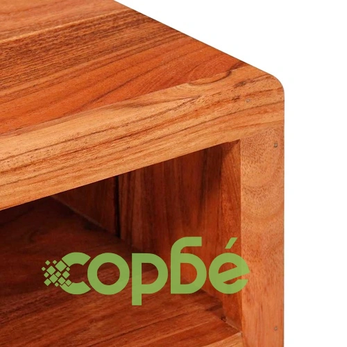 ТВ шкаф с гравирани врати от масивно акациево дърво 110x30x40 см ➤ топ цена ➤ sorbe.bg