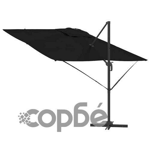 Кантилевер парасол Рома черен 286x285x265 см полиестер алуминий ➤ топ цена ➤ sorbe.bg