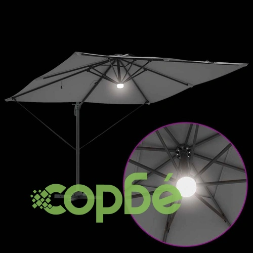 Консолен чадър Рома с LED осветление Антрацит 286x285x270 см Алуминий Полиестер ➤ топ цена ➤ sorbe.bg