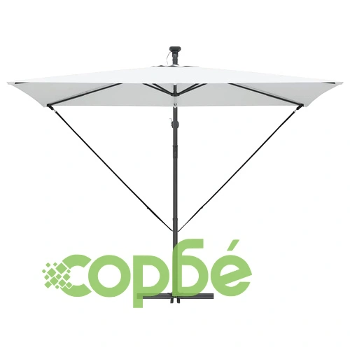 Кантилеверен чадър с LED осветление пясъчен цвят 294x200x254 см стомана ➤ топ цена ➤ sorbe.bg