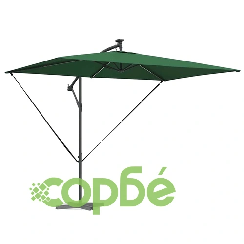 Кантилевер чадър с LED осветление зелен 294x200x254 см стомана ➤ топ цена ➤ sorbe.bg
