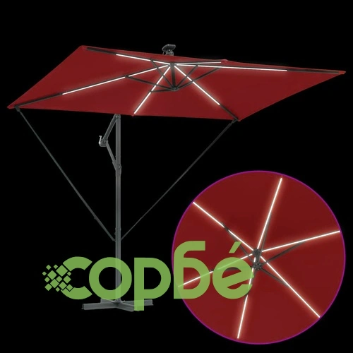 Кантилевер чадър с LED осветление теракота 294x200x254 см стомана ➤ топ цена ➤ sorbe.bg