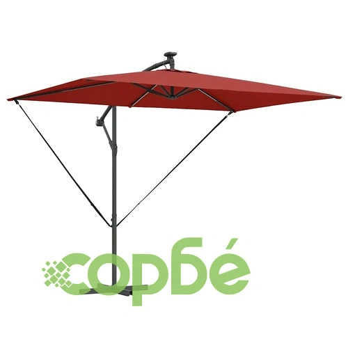 Кантилевер чадър с LED осветление теракота 294x200x254 см стомана ➤ топ цена ➤ sorbe.bg
