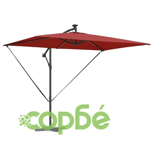 Кантилевер чадър с LED осветление теракота 294x200x254 см стомана ➤ топ цена ➤ sorbe.bg
