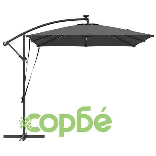 Кантилевер чадър с LED осветление антрацит 249x249x250 см стомана ➤ топ цена ➤ sorbe.bg